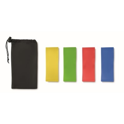 Set de 4 bandas de fitness con funda publicitaria